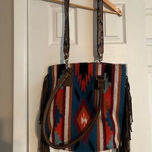 Southwestern Multicolor Fringe Shoulder Bag